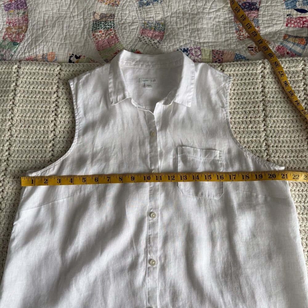 J Jill White Love Linen 100% Linen Sleeveless Button Down Tunic Top Size Large - Picture 6 of 6